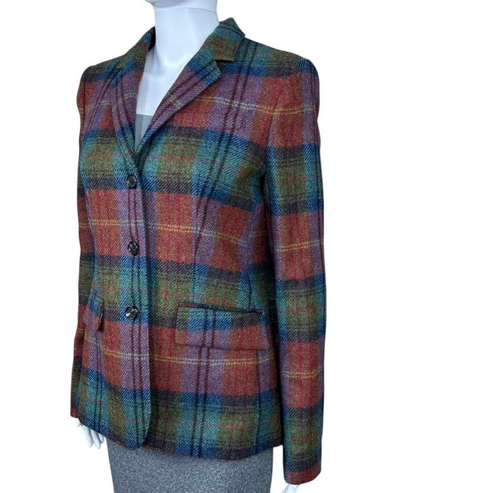 Brooks Brothers Moon Tweed Plaid Wool  Blazer Size 4 Elbow Patch Equestrian NWT - Picture 5 of 16